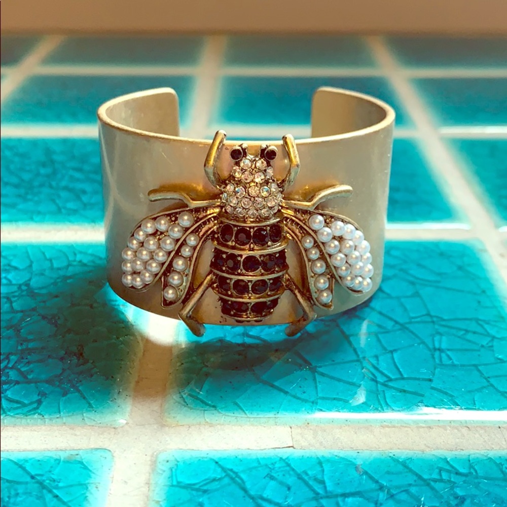 Bedazzled bumble bee cuff bracelet